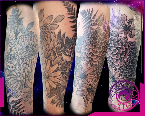 Floral halfsleeve tattoo by Derrick at Sting Studio Ottawa