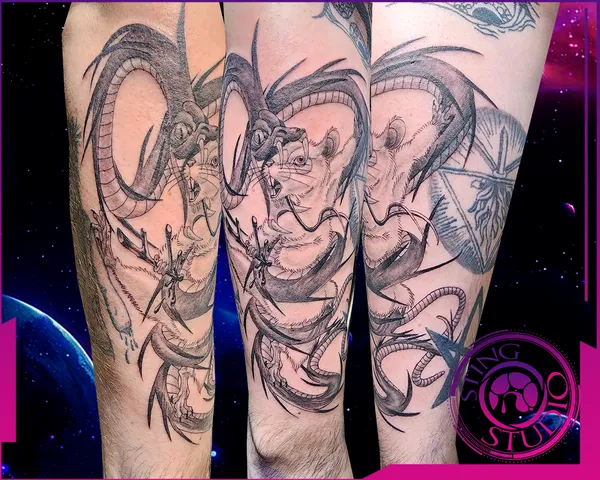 Rat fighting snake tattoo by Derrick at Sting Studio Ottawa