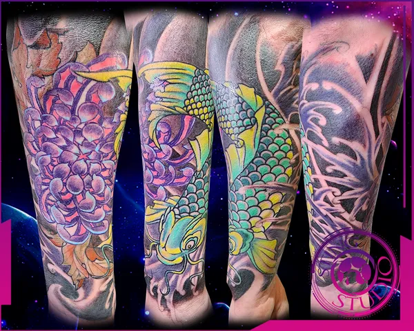 Koi chrysanthemum tattoo by Derrick at Sting Studio Ottawa