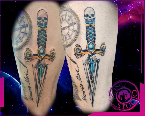 Jeweled dagger tattoo by Derrick at Sting Studio Ottawa