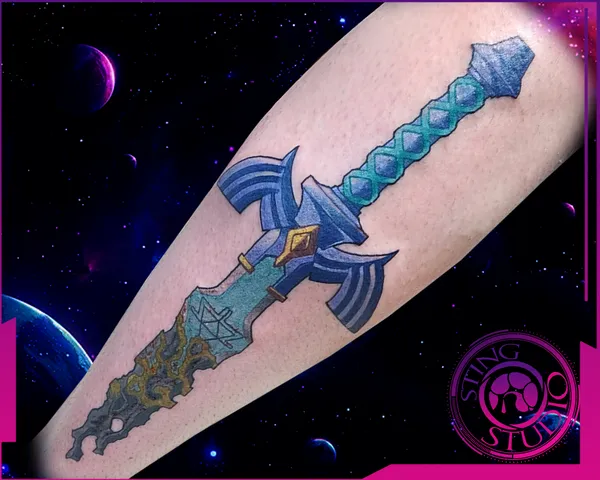 Master sword zelda tattoo by Derrick at Sting Studio Ottawa