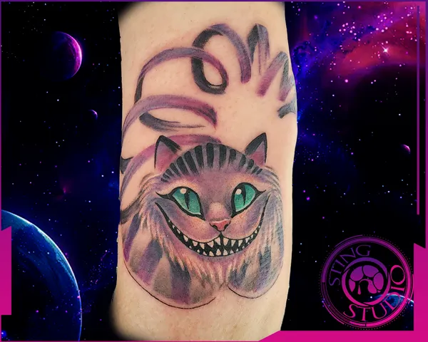 Cheshire cat tattoo by Derrick at Sting Studio Ottawa