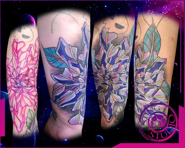 Chrysanthemum freehand tattoo by Derrick at Sting Studio Ottawa
