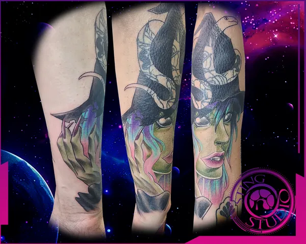 Witch coverup tattoo by Derrick at Sting Studio Ottawa
