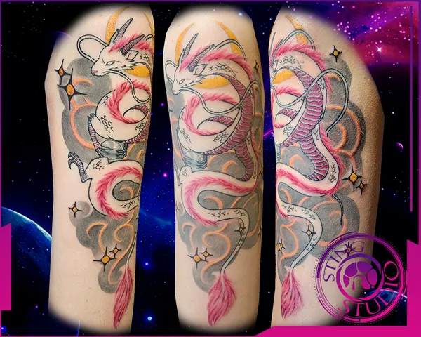 Pink haku dragon tattoo by Derrick at Sting Studio Ottawa