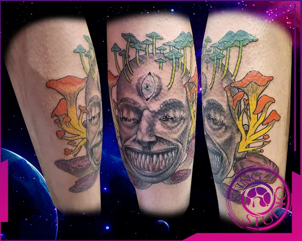 Mushroom head tattoo by Derrick at Sting Studio Ottawa