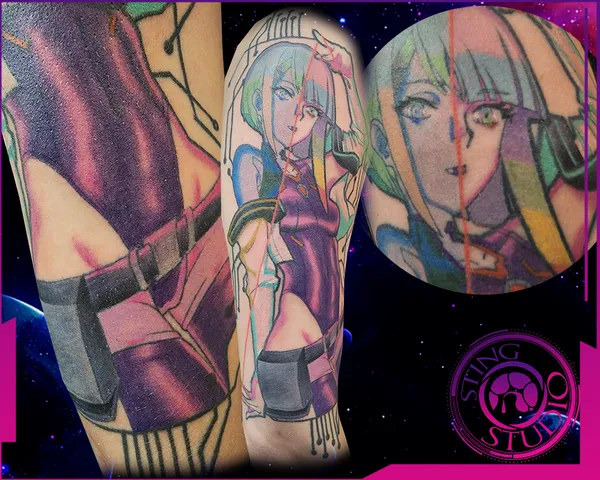Cyberpunk edgerunner lucy tattoo by Derrick at Sting Studio Ottawa