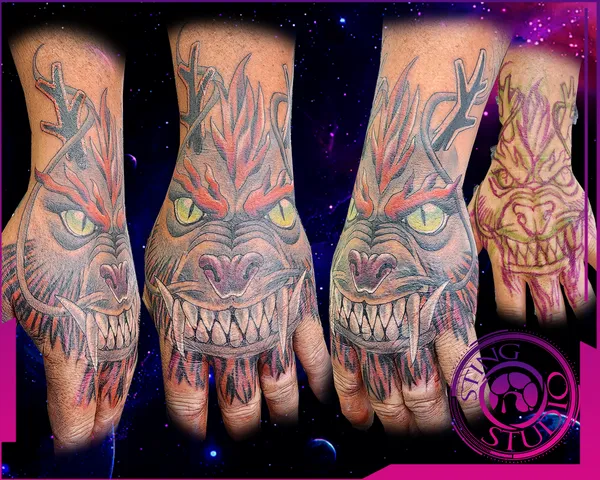 Hand dragon freehand tattoo by Derrick at Sting Studio Ottawa