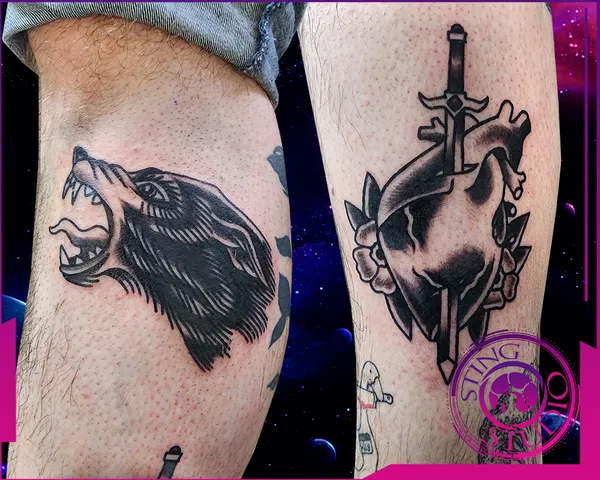 Wolf and heart dagger tattoo by Derrick at Sting Studio Ottawa