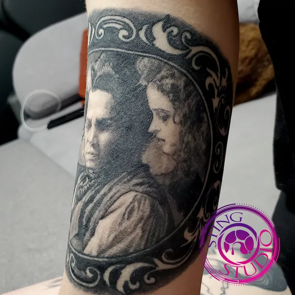 Sweeney todd tattoo by Derrick at Sting Studio Ottawa
