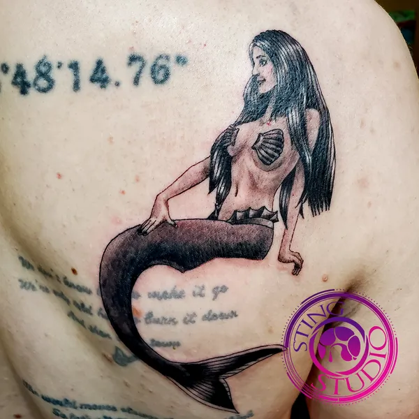 Mermaid tattoo by Derrick at Sting Studio Ottawa