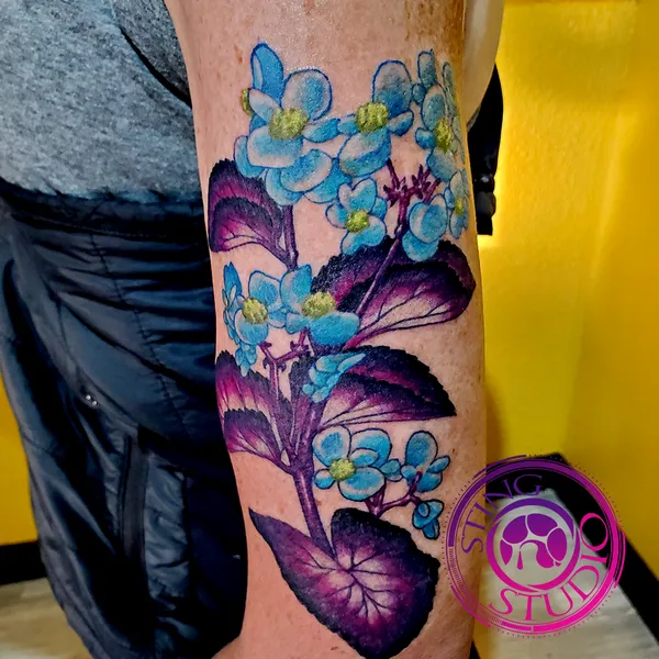 Geranium plant tattoo by Derrick at Sting Studio Ottawa