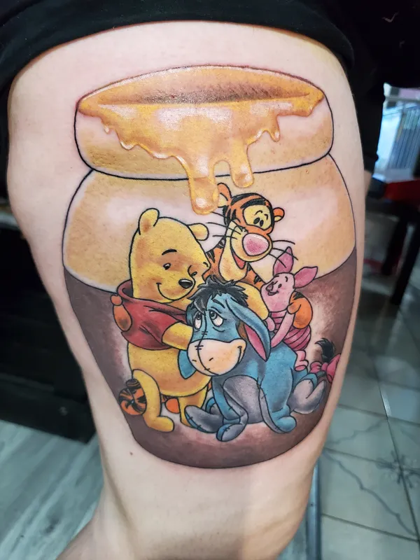 Winnie the pooh tattoo by Derrick at Sting Studio Ottawa