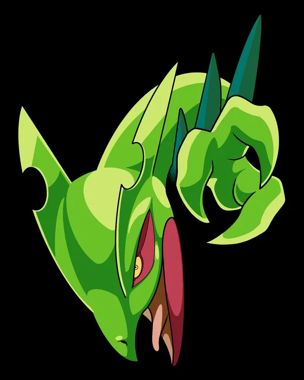 Sceptile Pokémon tattoo flash, bright green neo-traditional colour, Sting Studio Ottawa