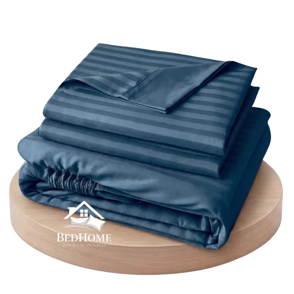 Sabana Premium Rayas AZUL PIEDRA – 2 Plazas  Full