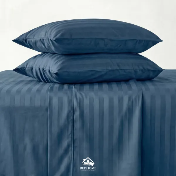 Sabana Premium Rayas AZUL PIEDRA – 1 1/2 Plazas  Twin