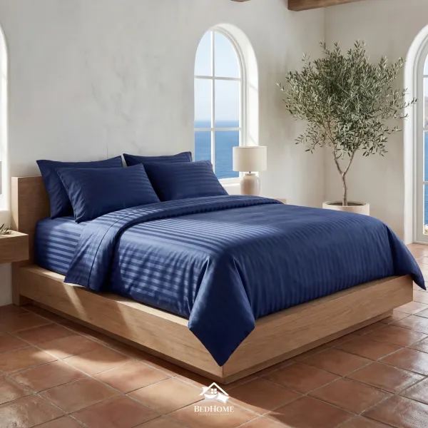 Sabana Premium Rayas AZUL MARINO – 2 Plazas  Full