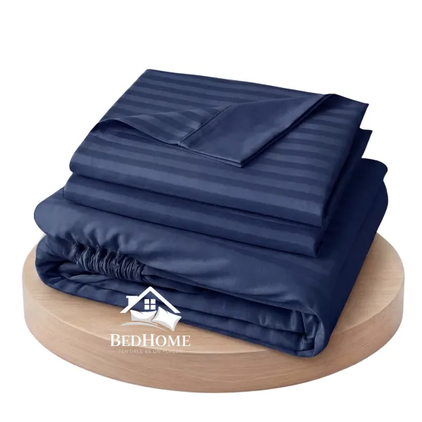 Sabana Premium Rayas AZUL MARINO – 1 1/2 Plazas  Twin