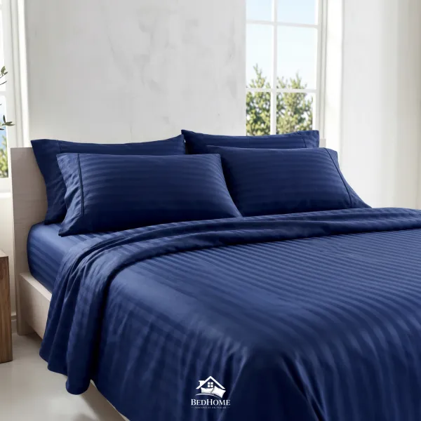 Sabana Premium Rayas AZUL MARINO – 2 1/2 Plazas  Queen