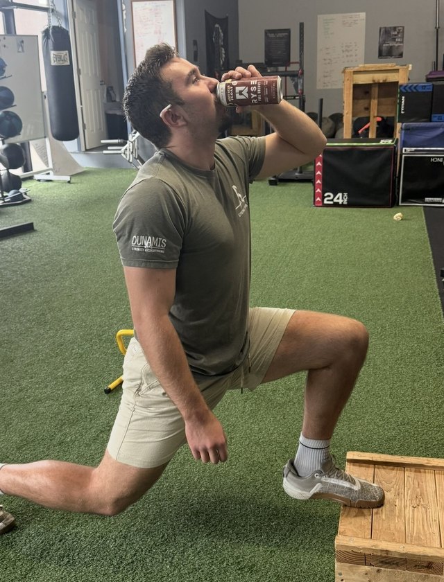 Split squat work on the turf