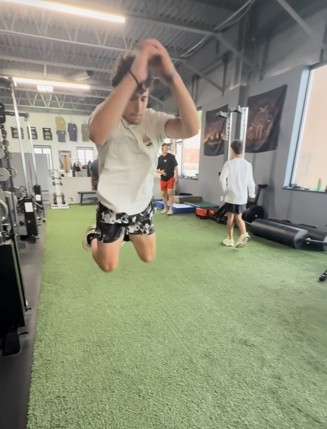 Box jumps during an athlete session