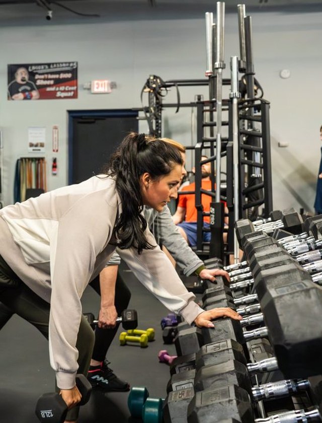 Dumbbell work during a group session