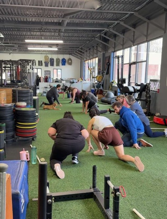 Mobility work at the start of a group class