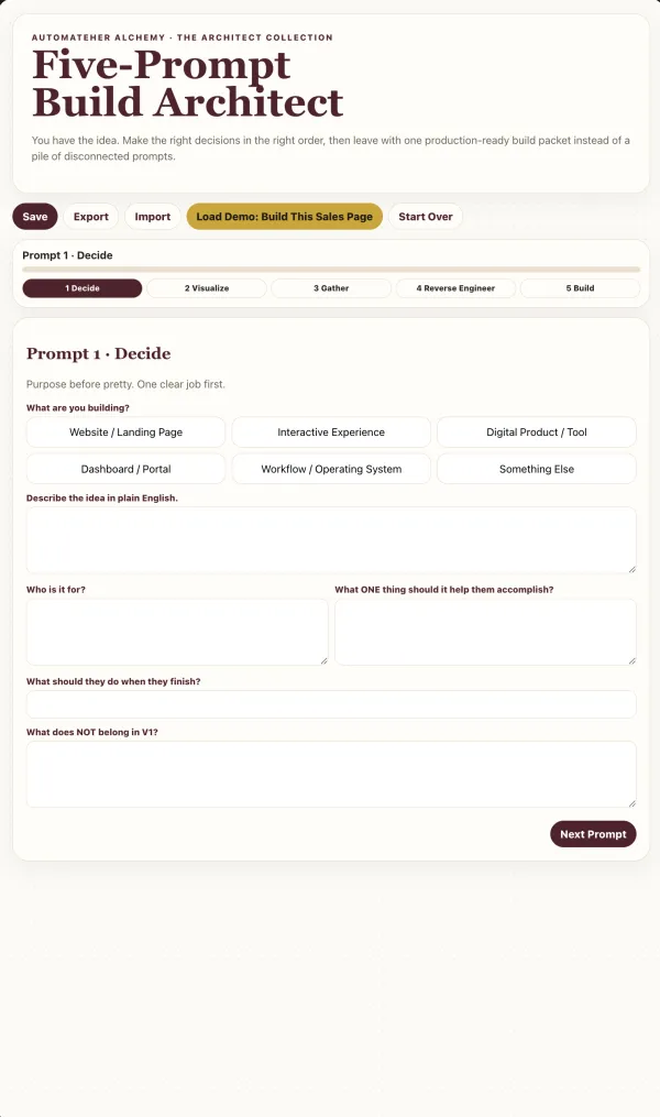 Five-Prompt Build Architect – Image 3
