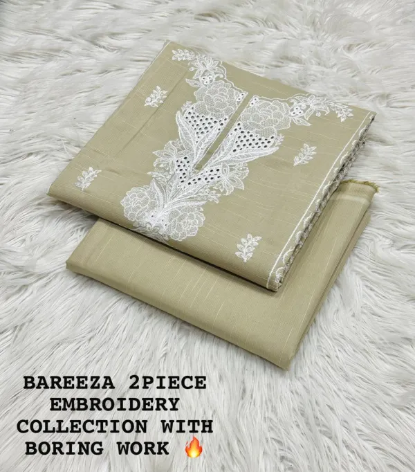 Bareeza 2-Piece Embroidery Lawn Collection – Heavy Boring Work in Pakistan – Beige
