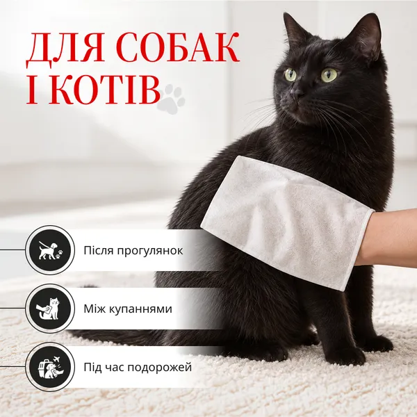 PetShine волога рукавичка з ароматом тальку для очищення собак і котів, 1 шт – Image 2