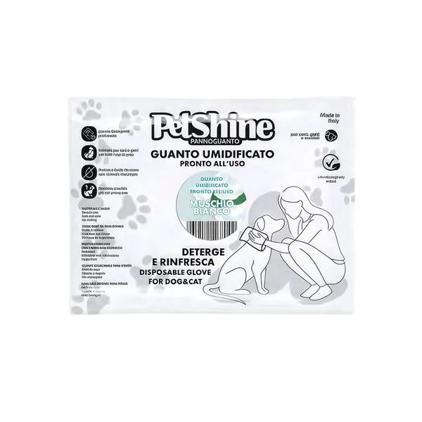 PetShine волога тканинна рукавичка з ароматом білого мускусу для очищення собак і котів, 1 шт – Image 1