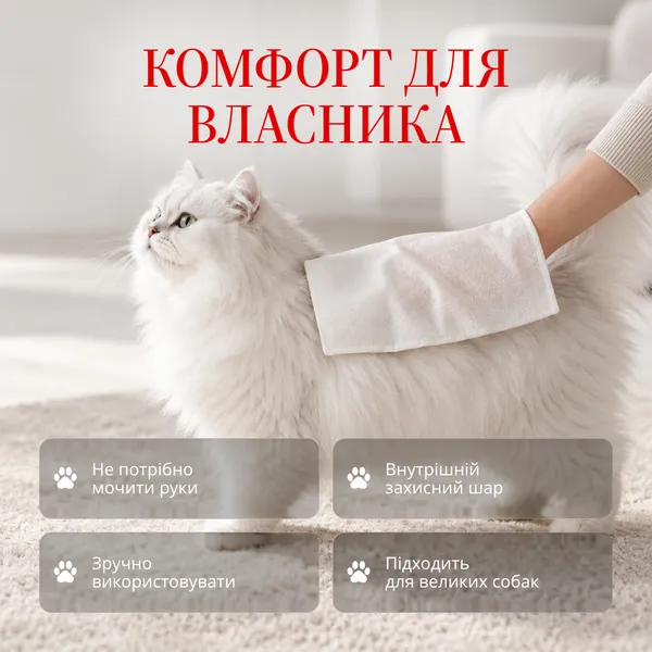 PetShine волога тканинна рукавичка з ароматом білого мускусу для очищення собак і котів, 1 шт – Image 5