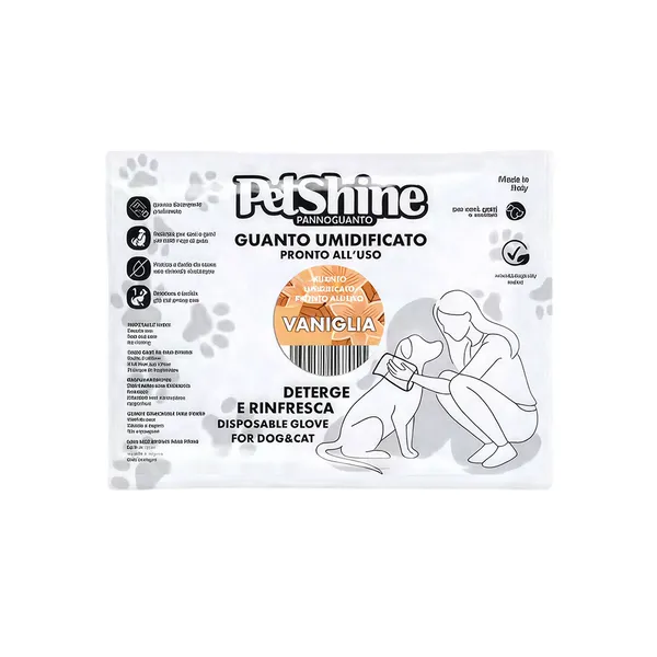 PetShine волога рукавичка з ароматом ванілі для очищення собак і котів, 1 шт – Image 1