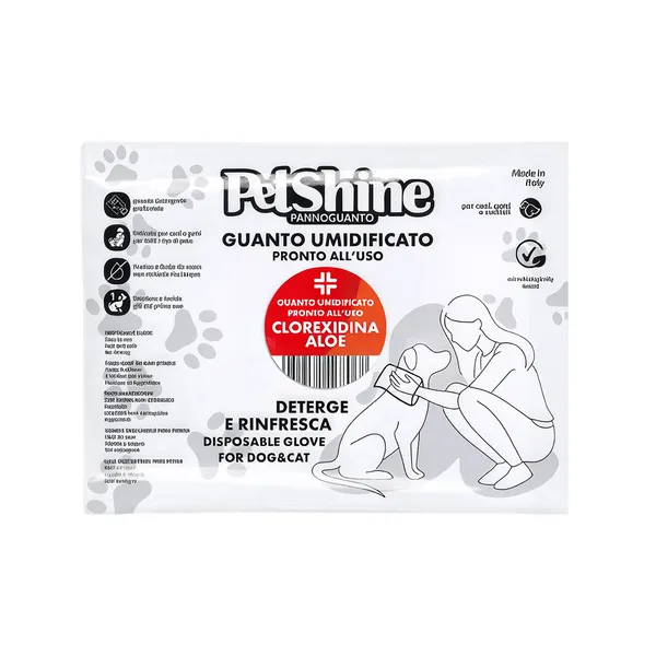 PetShine волога тканинна рукавичка з хлоргексидином для очищення собак і котів, 1 шт – Image 1