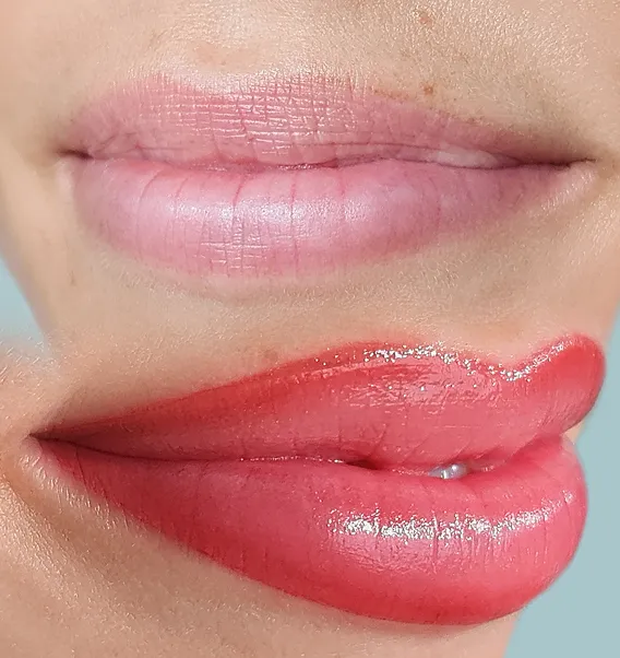 Lip blush before and after