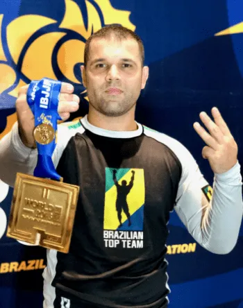 Master Diego Gamonal with his IBJJF World Championship gold medal