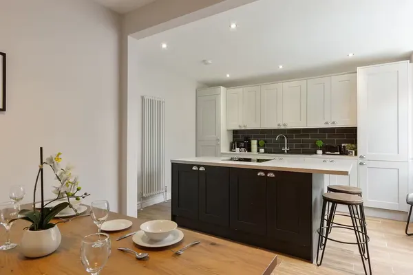 Kitchen with island at the Worsbrough home