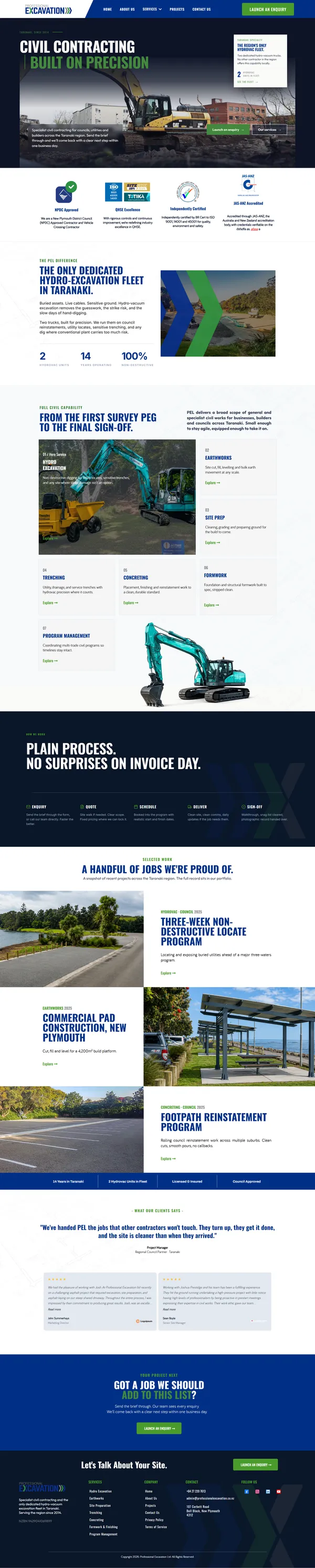 Professional Excavation website