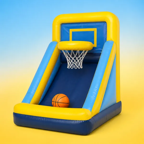 Blue and yellow Basketball Shot Inflatable party add-on
