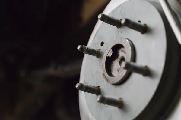 Wheel hub close-up during brake service