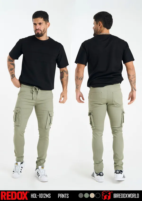 Redox Pantalon de Hombre Cargo Verde Agua HOL-1012MS