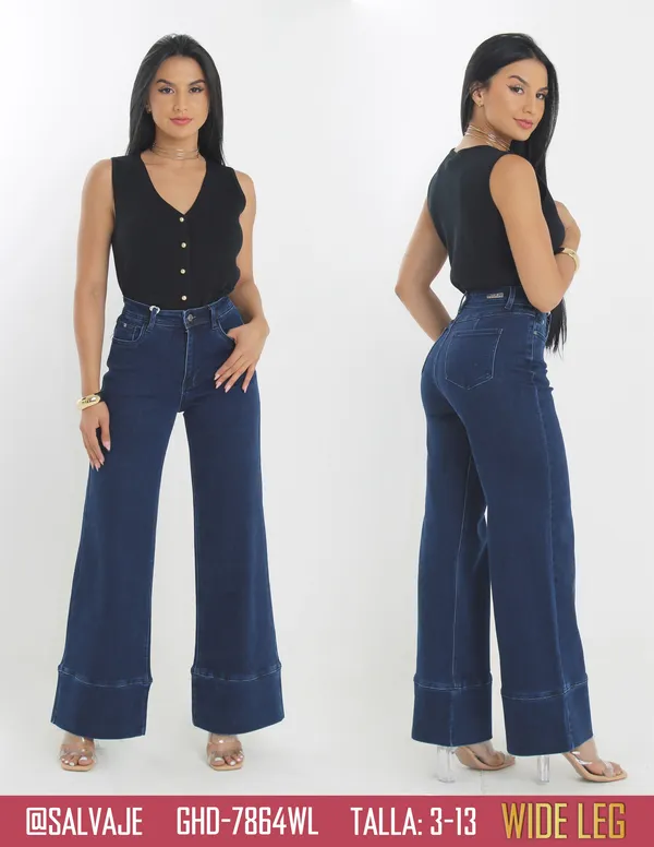 Salvaje Jean de Mujer Wide Leg Azul Oscuro GHD-7864WL