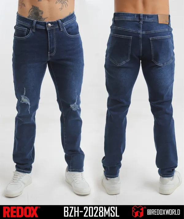 Redox Jean de Hombre Indigo Roto Rodilla BZH-2028MSL