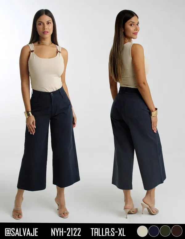 Salvaje Pantalon de Mujer Azul Noche Capri NYH-2122