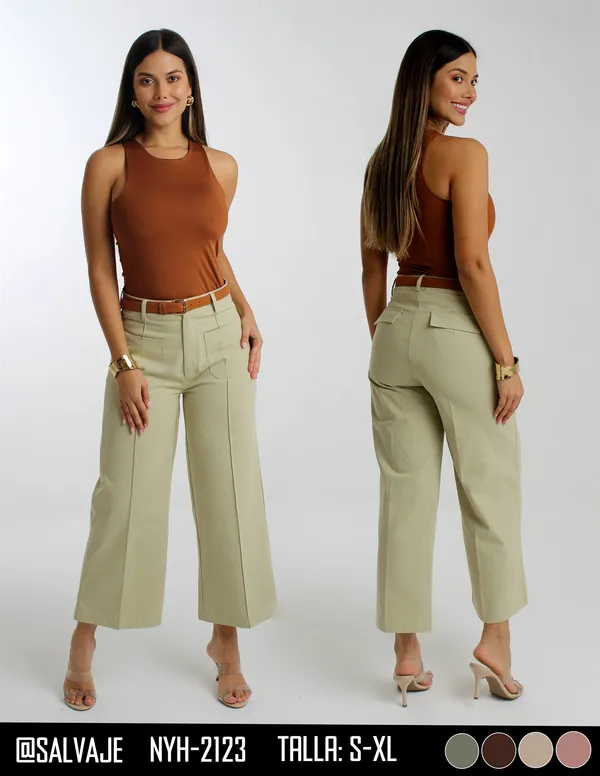 Salvaje Pantalon de Mujer Verde Agua Capri NYH-2123