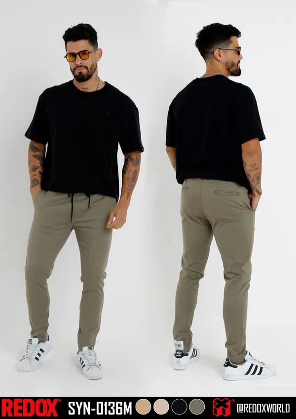 Redox Pantalon de Hombre Chino Verde Salvia SYN-0136M