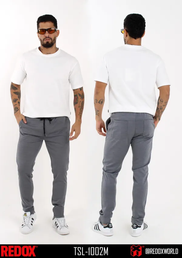 Redox Pantalon de Hombre Gris Jaspeado Cordon TSL-1002M