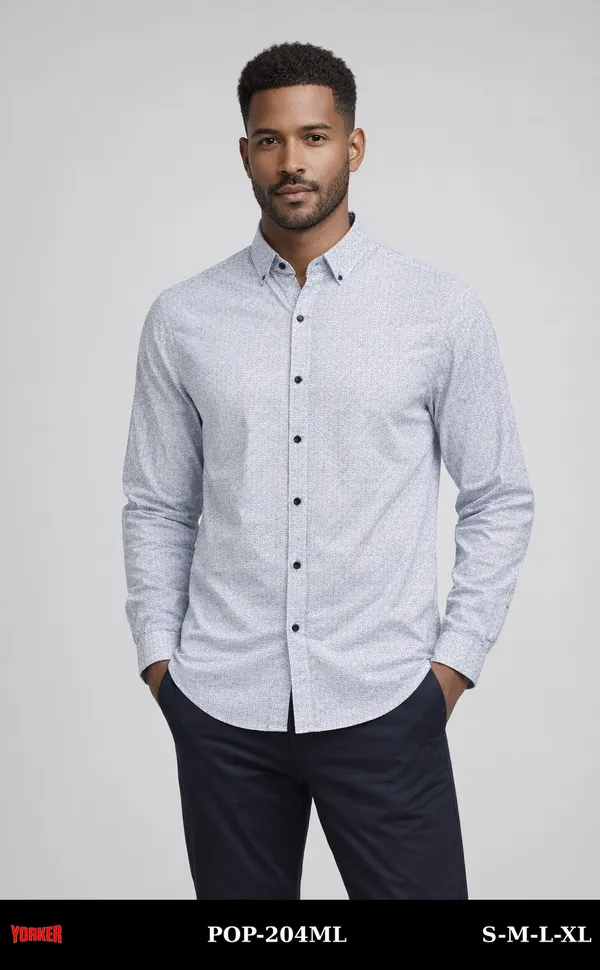 Yorker Camisa de Hombre Celeste Mini Puntos POP-204ML