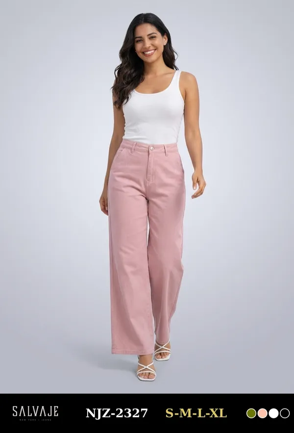 Salvaje Pantalon de Mujer Rosa Palazzo NJZ-2327