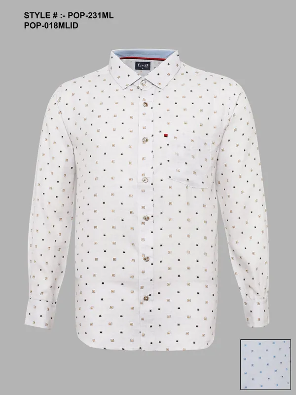 Silver Board Camisa de Hombre Blanca Puntos Oscuros POP-231ML